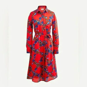 J Crew Collection A Line Shirt Dress Lattice Floral